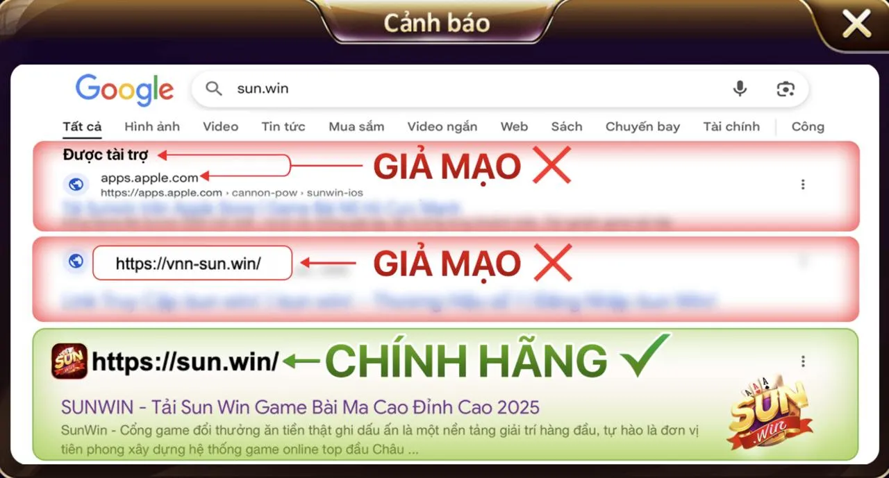 Cảnh báo: Chỉ sun.win là trang chính thức của Sunwin 2 Vì sao sun.win được xác nhận là tên miền duy nhất